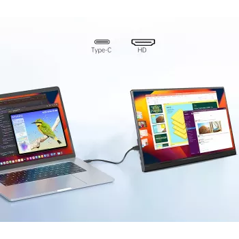 Monitor portátil para portátiles, teléfonos y consolas Extralink Smart Life 14, USB-C/Micro-HDMI