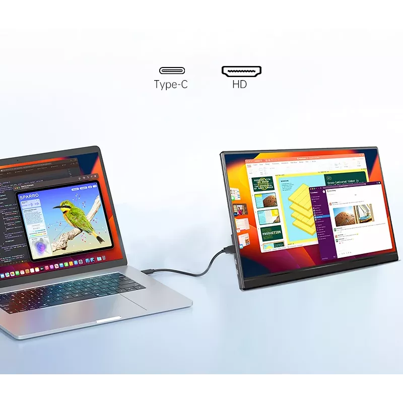 Monitor portátil para portátiles, teléfonos y consolas Extralink Smart Life 14, USB-C/Micro-HDMI