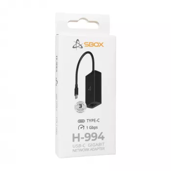 Adaptador de red Gigabit USB-C SBOX H-994, Ethernet 1000 Mbit/s, USB-C a RJ45