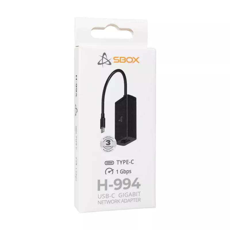 Adaptador de red Gigabit USB-C SBOX H-994, Ethernet 1000 Mbit/s, USB-C a RJ45