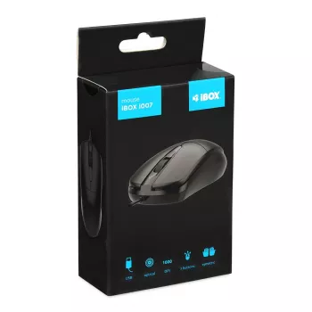iBOX i007 ratón óptico con cable, negro