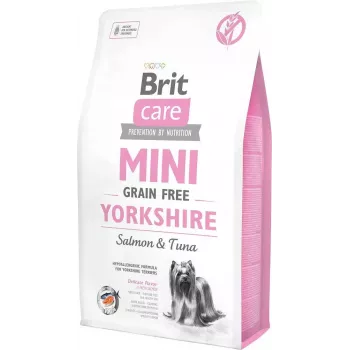 Pienso seco para perros Brit Care Mini Grain Free Yorkshire 2 kg — salmón y atún, 30 % proteína, 19 % grasa, sin gluten ni lactosa