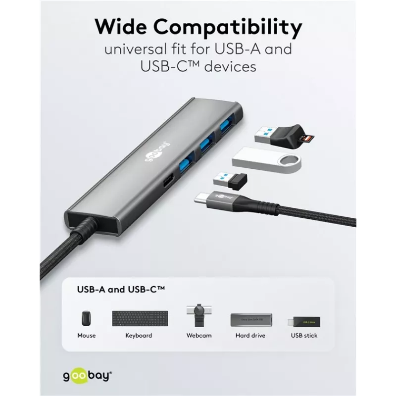 Hub USB slim de 4 puertos Goobay USB-C a/USB-A 5 Gbit/s - -Plug> 1x (76562)