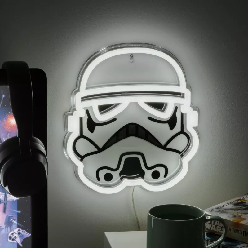 Luz LED de neón para pared Paladone Stormtrooper modelo PP14595SWVN, iluminación decorativa Star Wars