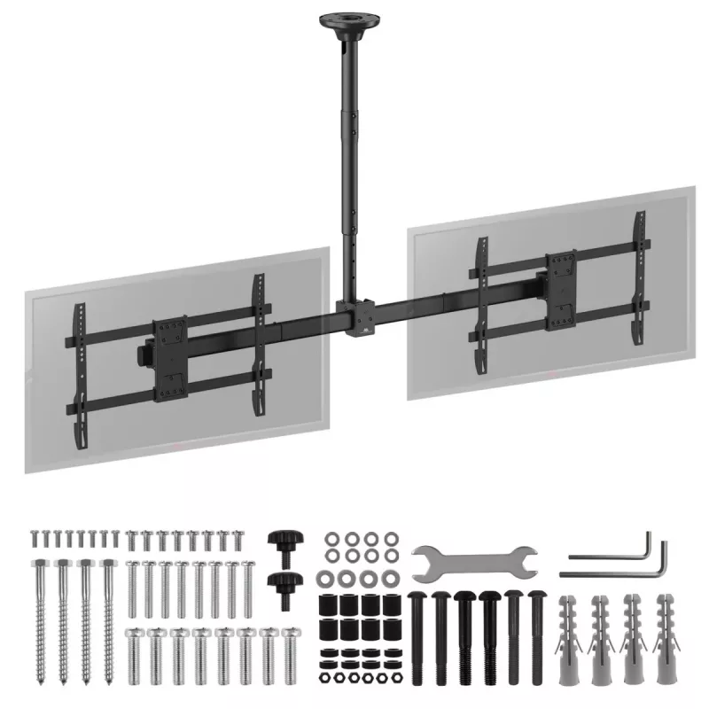 Soporte de techo MACLEAN MC-111 B para dos televisores, carga máx. 2×40 kg, VESA máx. 600×400