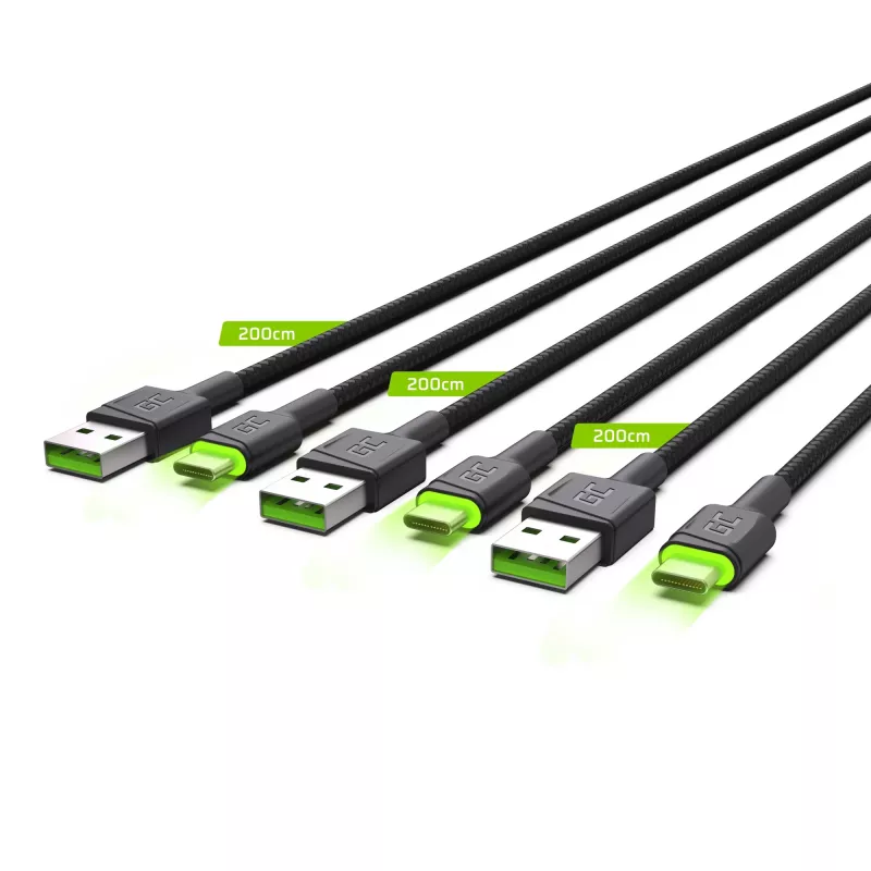Green Cell KABGCSET03 Cable USB 2 m USB A USB C Negro