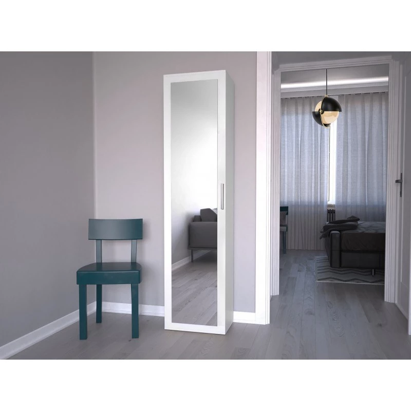 Top E Shop DUO SZAFKA BIEL armario de dormitorio, 2 estantes, 1 puerta, blanco