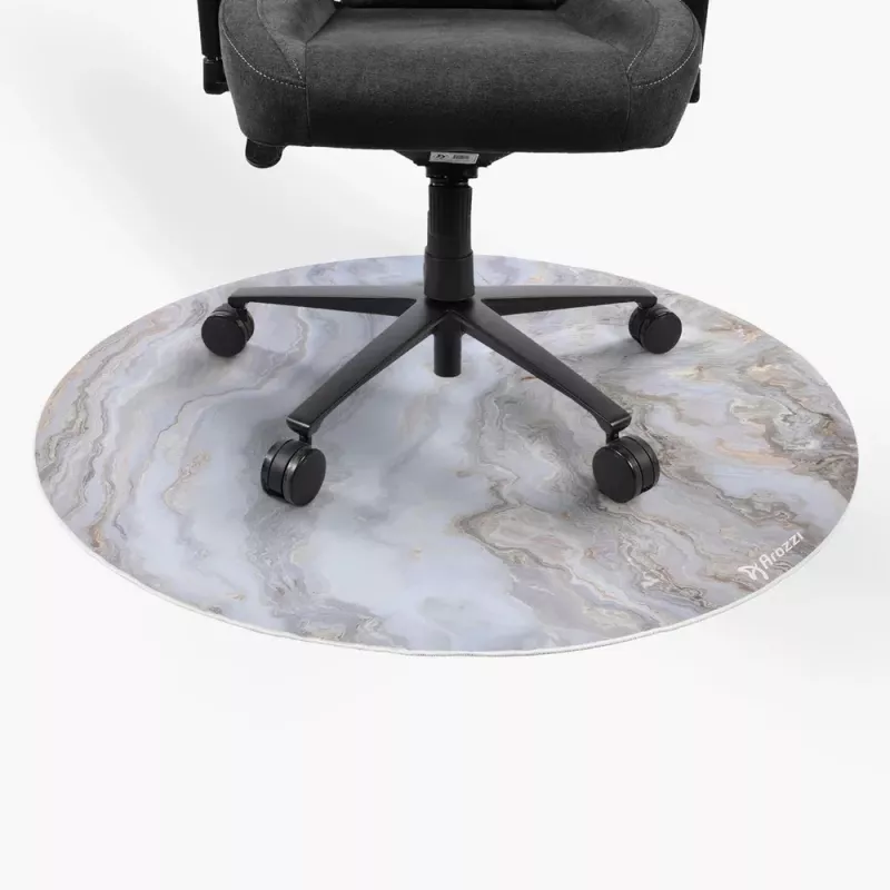 Alfombrilla protectora de suelo Arozzi Zona Redonda — acabado mármol blanco, alfombrilla protectora para ruedas de silla y suelos de madera