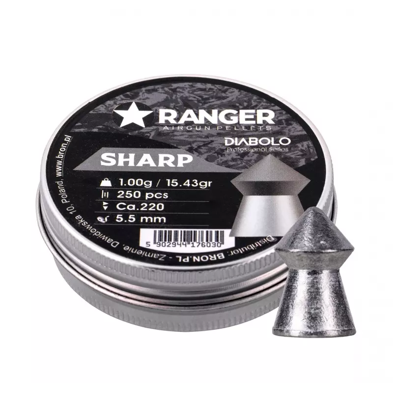 Diábolos RANGER PRORO 5,5 mm, forma Diabolo, plata, 250 uds., dispensador de aluminio