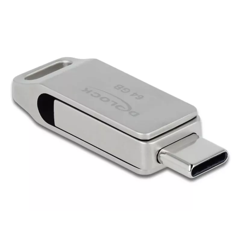 Memoria USB DeLOCK 64 GB USB-C Type-A giratoria carcasa de metal