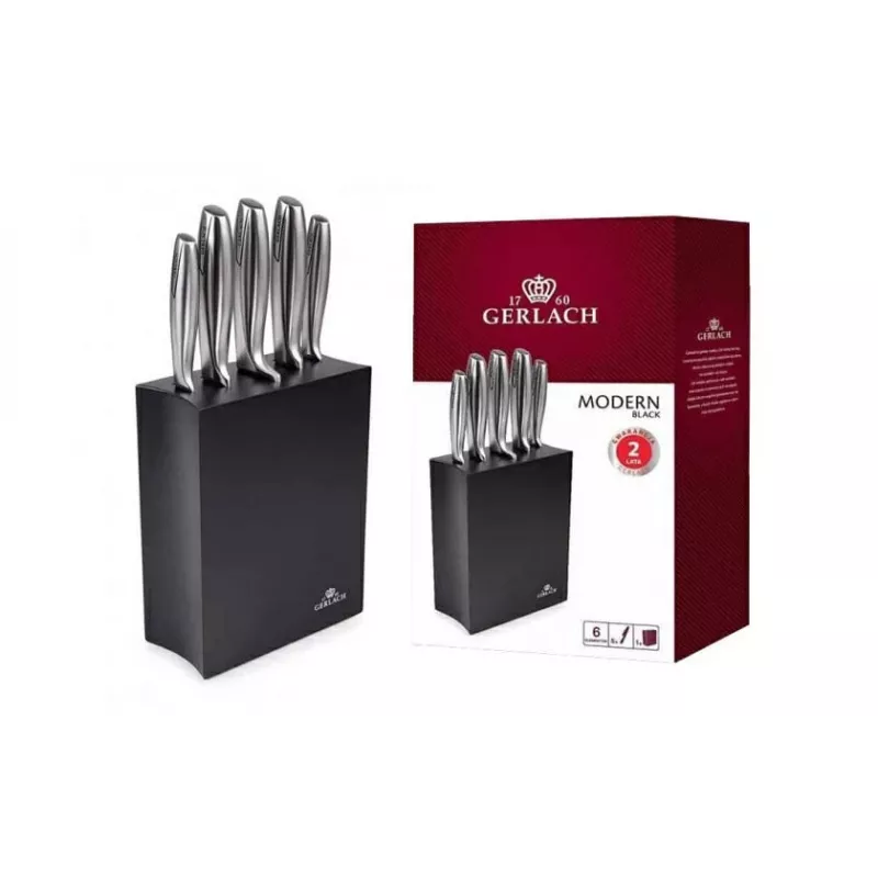 Juego de cuchillos de cocina GERLACH 5 piezas con bloque Modern Negro