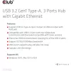 Hub USB CLUB3D USB 3.2 Gen1 Type-A con 3 puertos y Gigabit Ethernet
