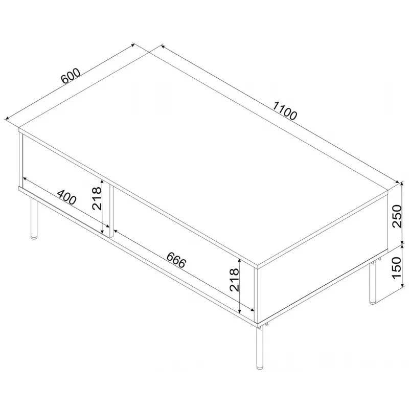 Banco / mesa TRESSE 110x60x40 cashmere mate