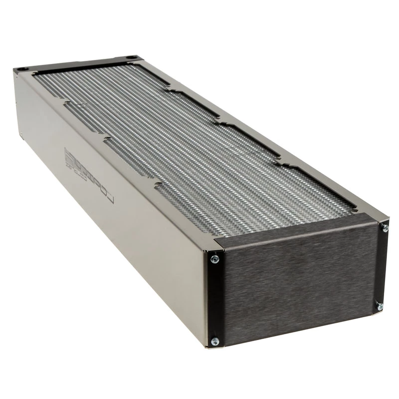 Radiador Aqua-Computer airplex radical 4/480 — aluminio/cobre/acero inoxidable, 520×140×73 mm