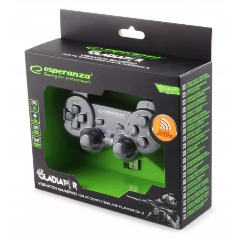 Esperanza EGG108K Mando de juegos negro USB 2.0 gamepad analógico / digital PC, Playstation 3