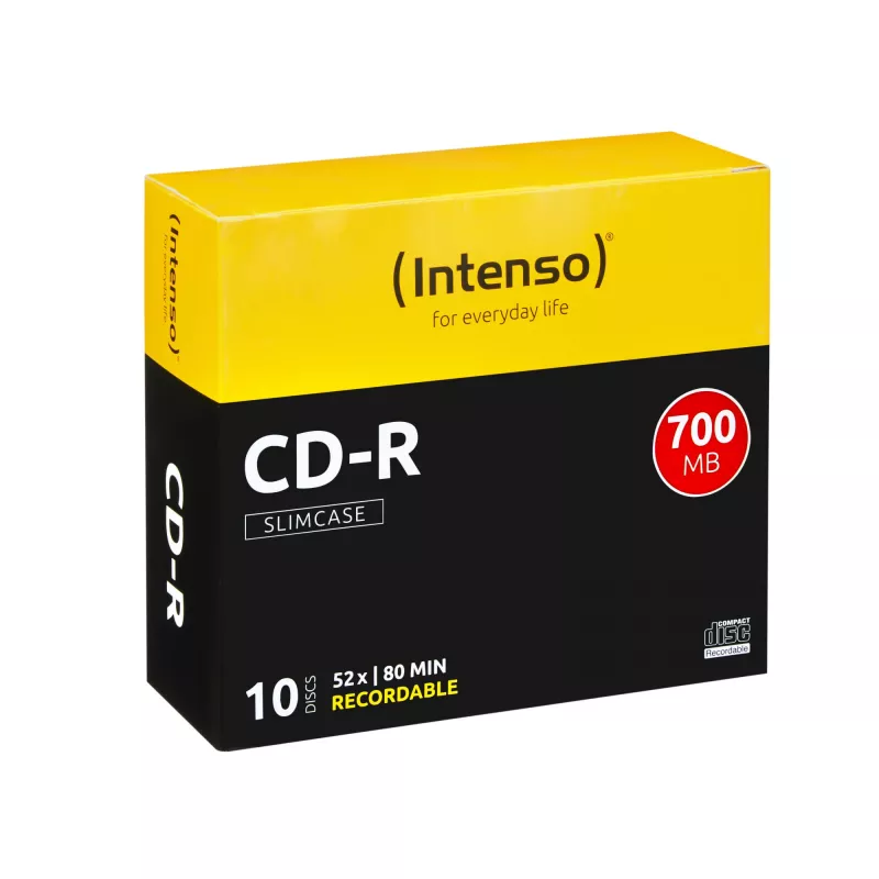 Intenso - 10 x CD-R - 700MB (80 Min) 40x - Slim Jewel Case - Soporte de almacenamiento (1001622)