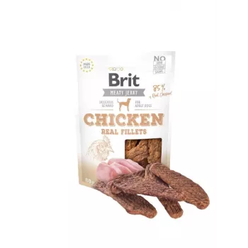 Brit Jerky Snack pollo 80 g — snacks firmes para perros con sabor a pollo para perros adultos de todas las razas y tamaños. Sin azúcar, sin gluten, sin soja y…