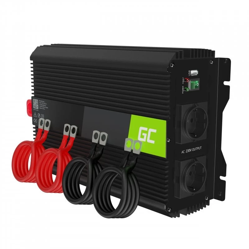 Inversor de corriente Green Cell INVGC12 coche 3000 W negro