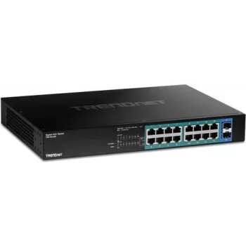 TRENDnet TPE-TG182 - Switch - 16 x 10/100/1000 (PoE+) + 2 x SFP - montaje en rack - PoE+ (240 W)