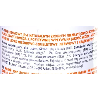 Aceite complementario Brit Care BRIT 1000 ml – complemento para piel y pelo para perros y gatos, frasco de 1 l