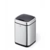 Papelera Durable NO TOUCH 6L rectangular acero inoxidable plateado negro