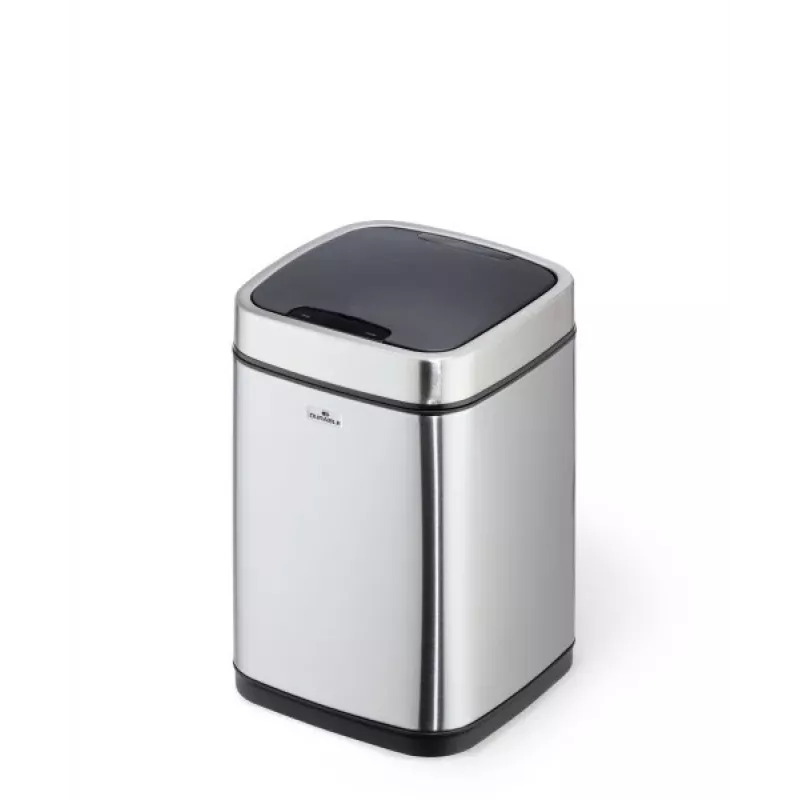Papelera Durable NO TOUCH 6L rectangular acero inoxidable plateado negro