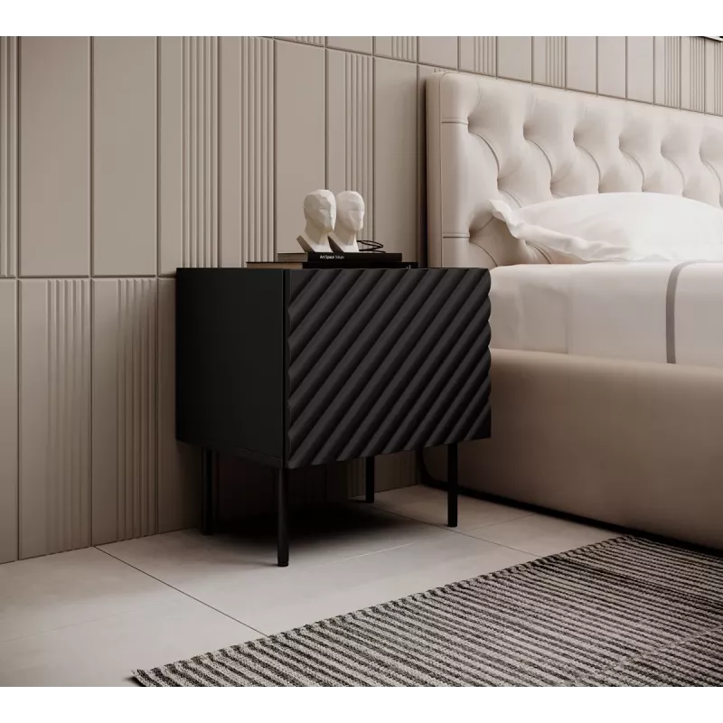 Mesita de noche Cama ONDA 50x40x54 cm negro MDF/aglomerado set de 2