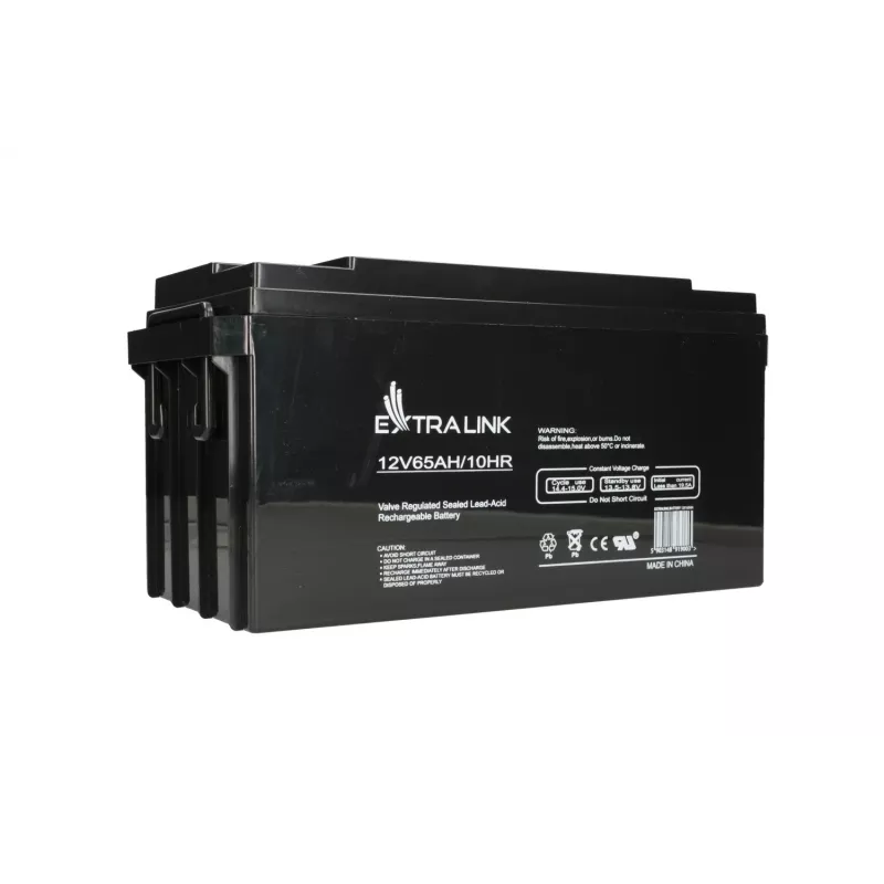 Batería de plomo-ácido sellada Extralink Akkumulator AGM 12V 65Ah, VRLA, negro, 1 ud.