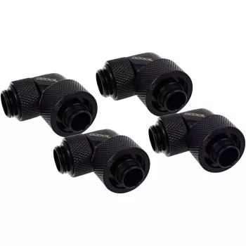 Racor de rosca giratorio 90° para tubo rígido 16/10 mm G1/4, negro, conexión para tubos flexibles (PVC, silicona, neopreno)