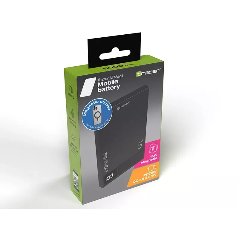 Tracer AirMag1 polímero de litio (LiPo) 5000 mAh carga inalámbrica negra