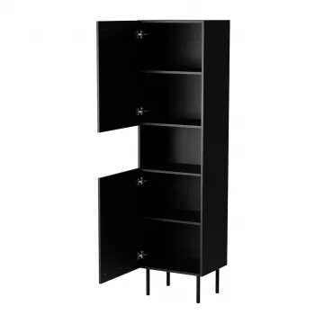 Armario de almacenaje Cama Meble JUTA 50×39,5×190 cm, de suelo a pared, negro con acabado Linol Calabria
