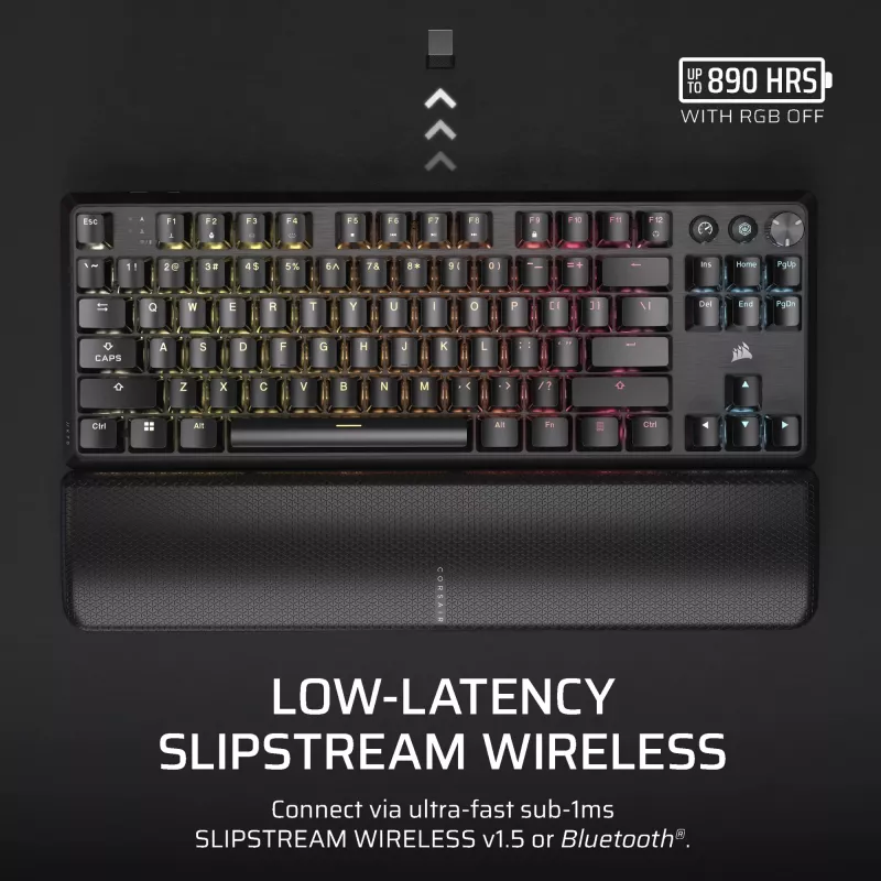Teclado Corsair K70 CORE TKL Gaming USB + RF Wireless + Bluetooth QWERTZ alemán negro