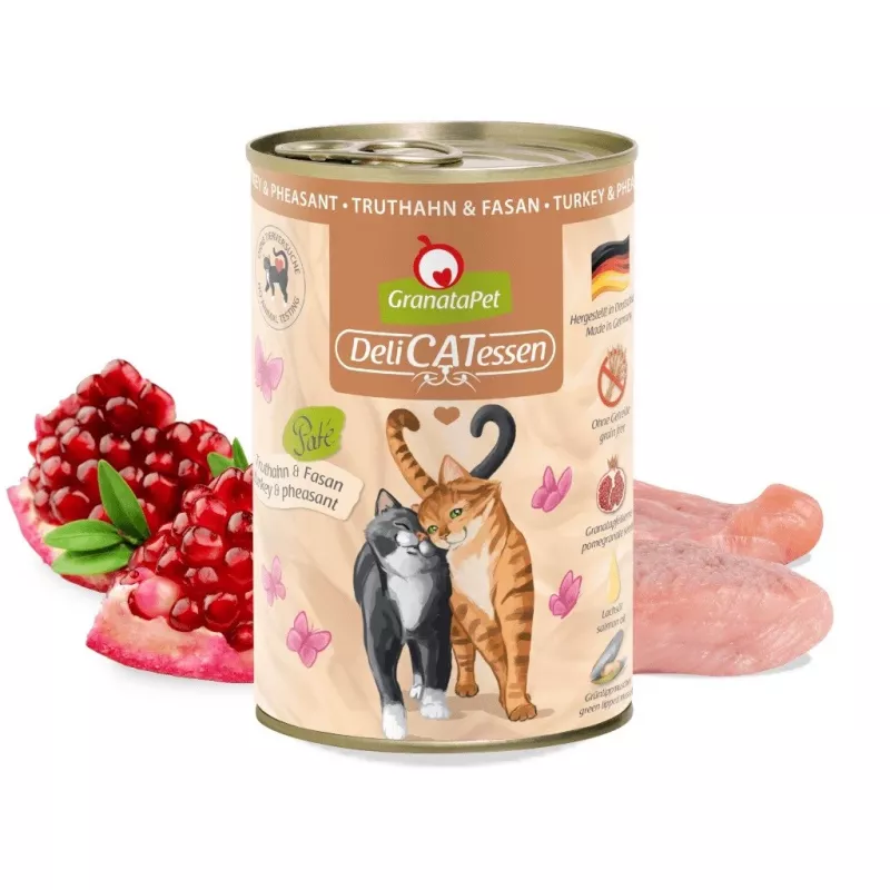 Granatapet DeliCatessen pavo y faisán - comida húmeda para gatos 400 g
