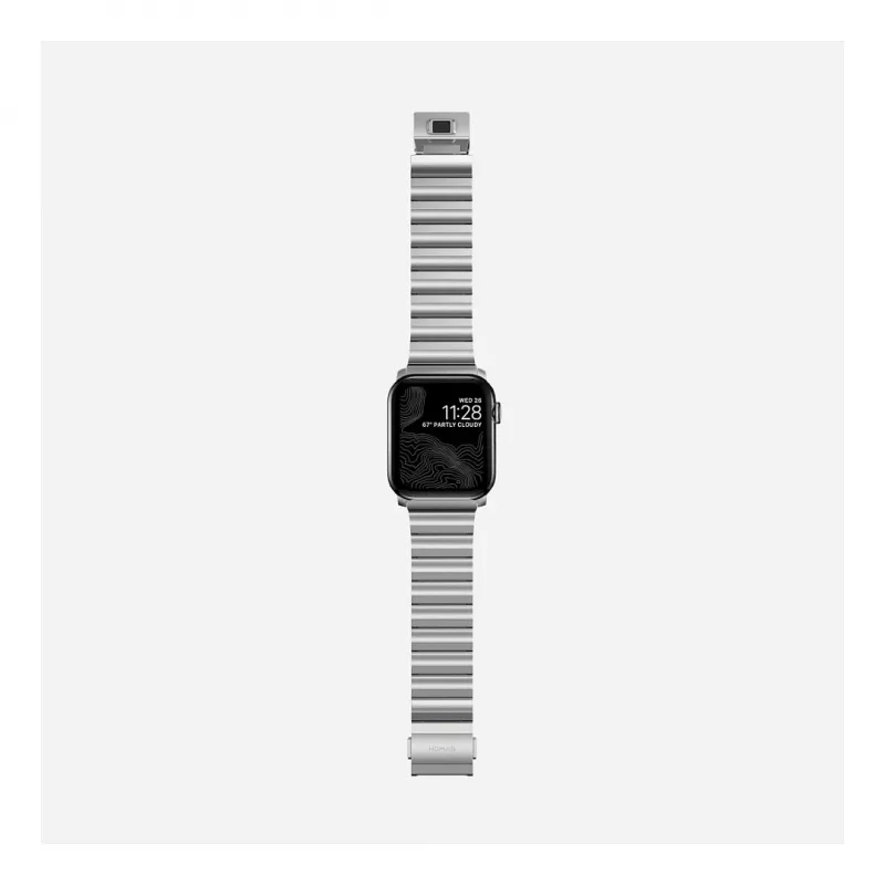 Correa Nomad NM1A4HSXS0 para reloj deportivo, acero inoxidable, plata, ancho 35 mm, 108,9 g
