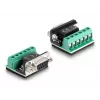DeLOCK 63465 Adaptador de USB 2.0 Type-A a serie RS-422/485, bloque de terminales de 6 pines, 1,8 m, negro/transparente