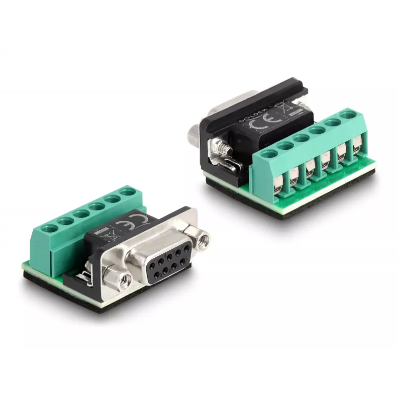 DeLOCK 63465 Adaptador de USB 2.0 Type-A a serie RS-422/485, bloque de terminales de 6 pines, 1,8 m, negro/transparente