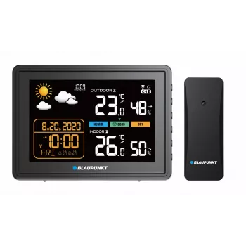 Estación meteorológica BLAUPUNKT WS30BK con sensor exterior inalámbrico, LCD en color, reloj, alarma, barómetro, °C, 1 sensor
