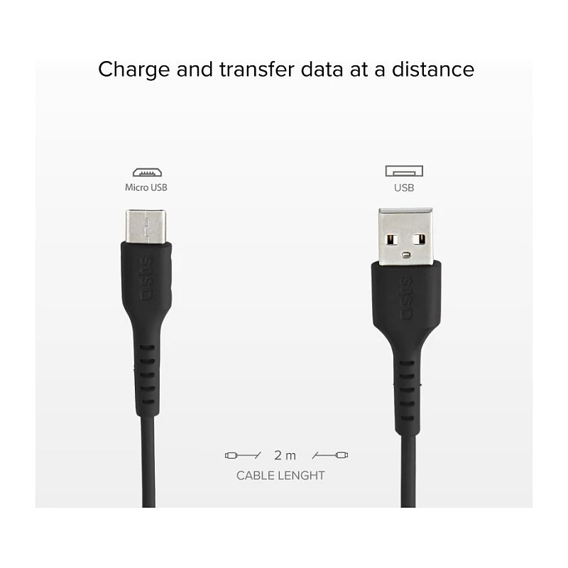 SBS TECABLEMICRO2K cable USB A Micro-USB B macho a macho negro 2 m (TEKabelMICRO2K)