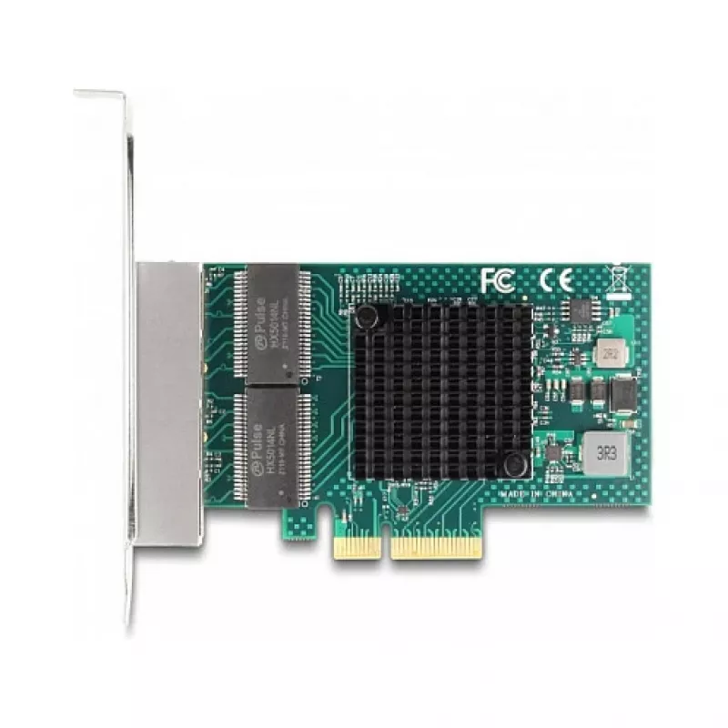 Tarjeta DeLOCK PCI Express x4 4 x RJ45 Gigabit LAN BCM Gris