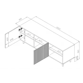 Mueble RTV Cama PAFOS 150x42x52 blanco mate