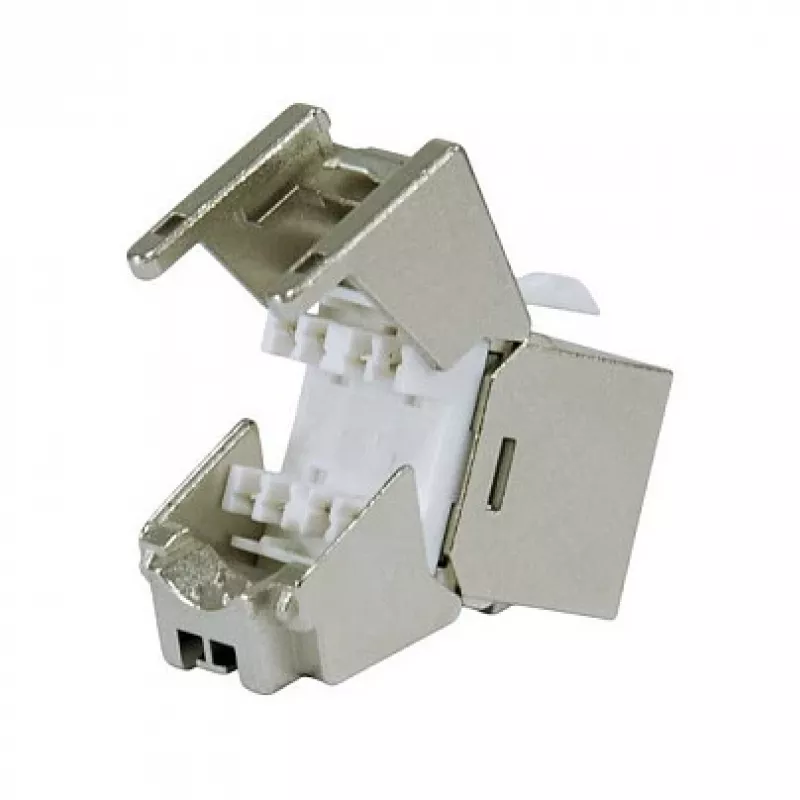 Jack Keystone Cat.6A blindado extraplano, EQUIP 767223, sin herramientas, RJ-45, plano, plata, 8 uds.