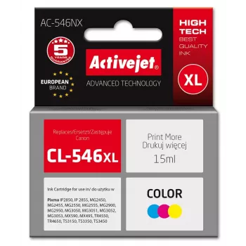 Activejet AC-546NX tinta para impresora Canon, sustituto de Canon CL-546XL; Supreme; 15 ml; color, cian, magenta, amarillo