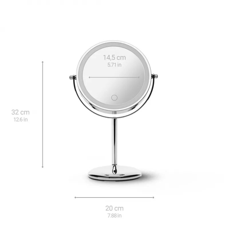 Espejo de maquillaje de pie Medisana CM 844 control táctil LED, aumento 7×, batería integrada de 1000 mAh, luz tricolor regulable