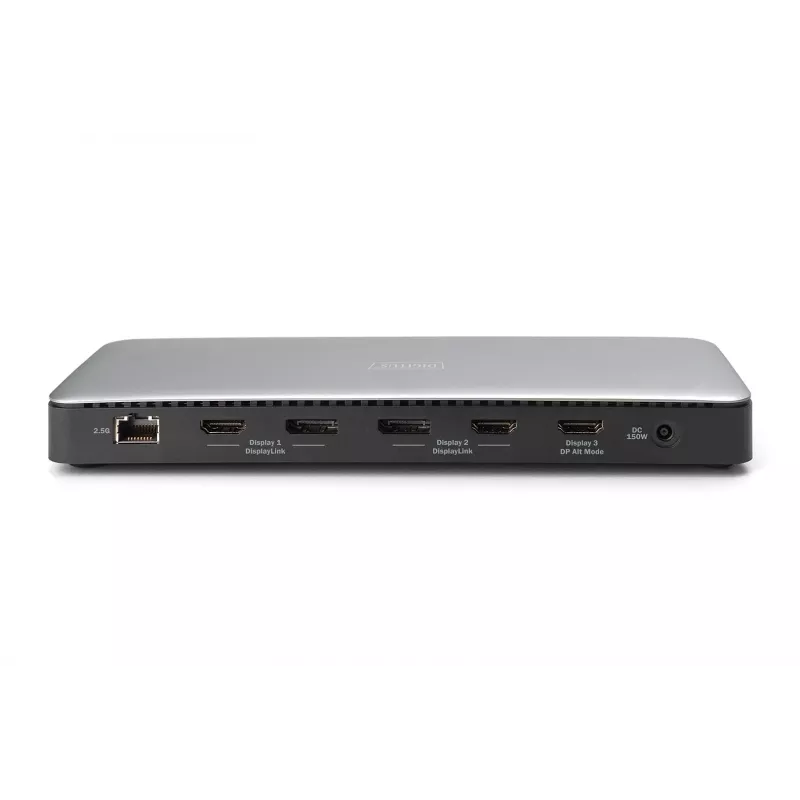 Digitus DA-70918 estación de acoplamiento USB-C, 13 puertos, 3x HDMI, 2x DP, 4x USB-A, 1x USB-C, RJ-45 1GbE, SD, audio, 150 W