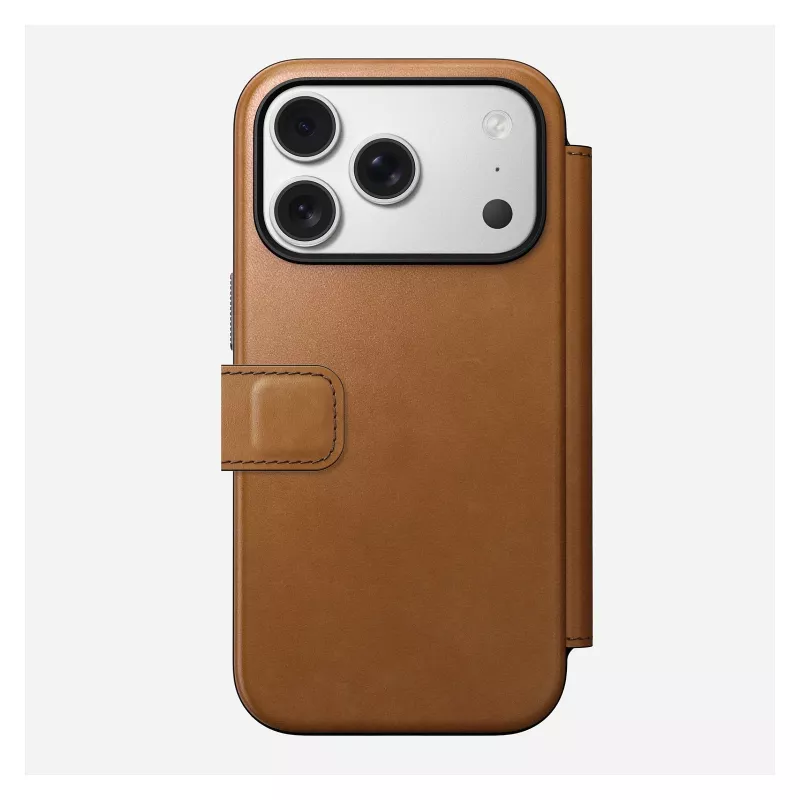 Funda tipo folio Nomad Modern Leather Folio para iPhone 17 Pro, cuero + aluminio, 6,3