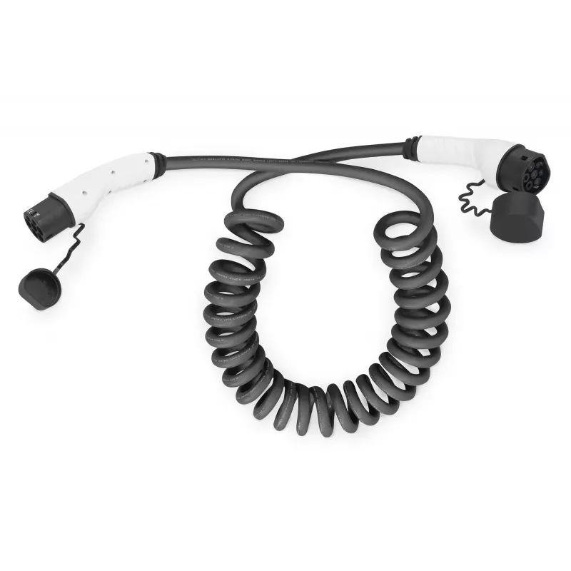 Cable de carga EV en espiral Digitus 10 m Type 2 a Type 2 32 A 240 V