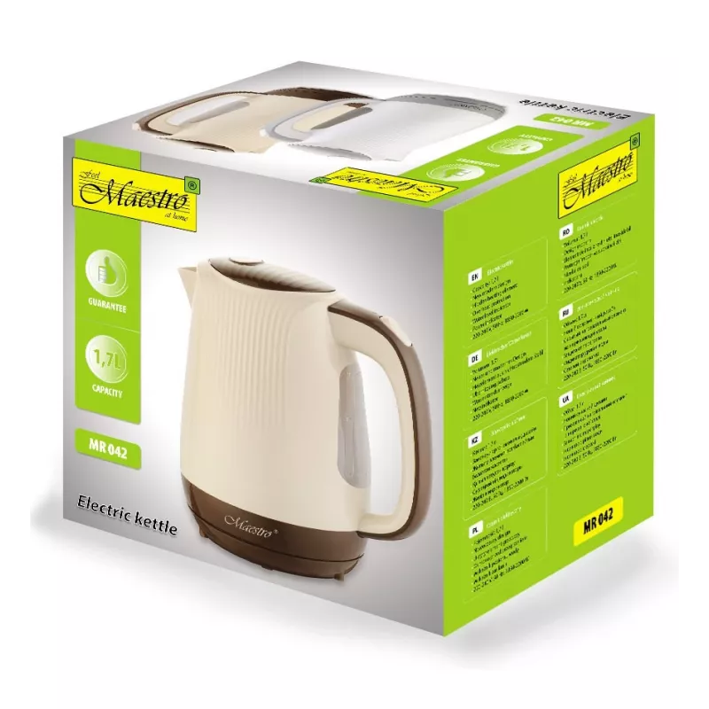 Hervidor de agua Feel-Maestro MR042 beige 1,7 L Beige, Marrón 2200 W