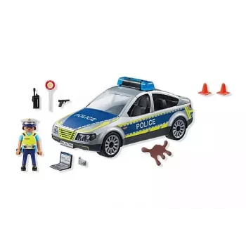Coche de policía Playmobil con sirena y luz intermitente, multicolor, plástico, 3+