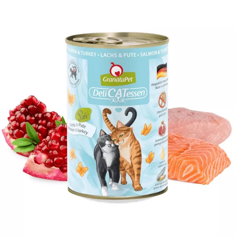 GRANATAPET DeliCATessen Salmón y pavo - Comida húmeda para gatos - 400 g
