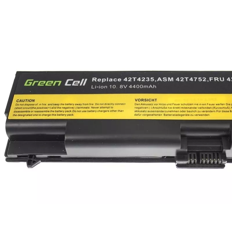 Batería Green Cell LE05 para Lenovo ThinkPad T410 T420 T510 T520 W510 Edge 14 15 E525 — 11,1V 4400mAh Li-Ion, 6 celdas, negra